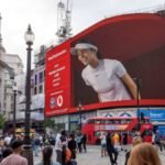 Emma Raducanu for Vodafone billboard animation at Piccadilly Circus, London