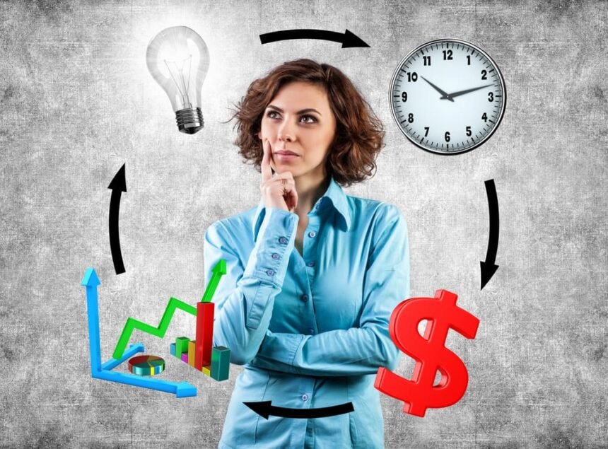 Mint Vs. Quicken Young girl before movement objects in business